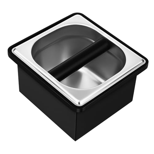 UKCOCO Caja Comedero Para De Cafe Inoxidable Una Vez Amoladora Suelo Café Golpear Basura Balde Cubo De Aldaba De Cafe Negro