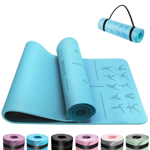 Esterilla Yoga,Esterilla Fitness Antideslizante,TPE Colchoneta Gimnasia, para Pilates,Deporte,Gimnasia,Estiramientos。183x61cm