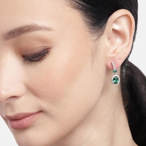 Image of ZAVYA 925 Sterling Silver CZ Drop Silver Plating Drop Earrings | Gift for Women and Girls | With Certificate of Authenticity and 925 Hallmark