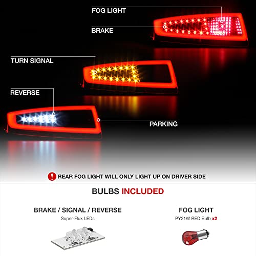 [Sequential Turn Signal] Vipmotoz Neon Tube Led Tail Light Lamp Assembly For 2005-2008 Porsche 997-Series 911 Carrera - Rosso Red Lens, Driver And Passenger Side #TOP2