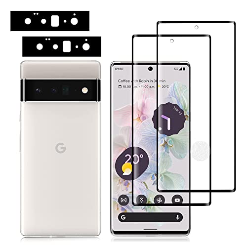 【4枚セット】For Google Pixel 6 Pro 用の 強化ガラスフィルム（2枚入）+カメラフィルム（2枚入）強化ガラス For Google Pixel 6 Pro 液晶保護フィルム+レンズ保護フィルム 透過率99%/耐衝撃/汚れ防止/飛散防止/気泡防止/防指紋/自動吸着