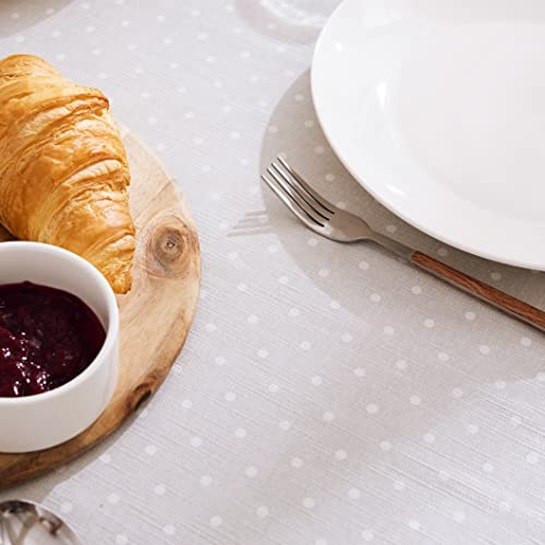 KP HOME Premium Wipe Clean Tablecloth - Polka Dot Waterproof PVC Table Cloth - Rectangular 200 x 140 cm Plastic Table Cover - Wipeable Vinyl Oilcloth for Kitchen, Dining & Outdoor - Light Grey - Image 5