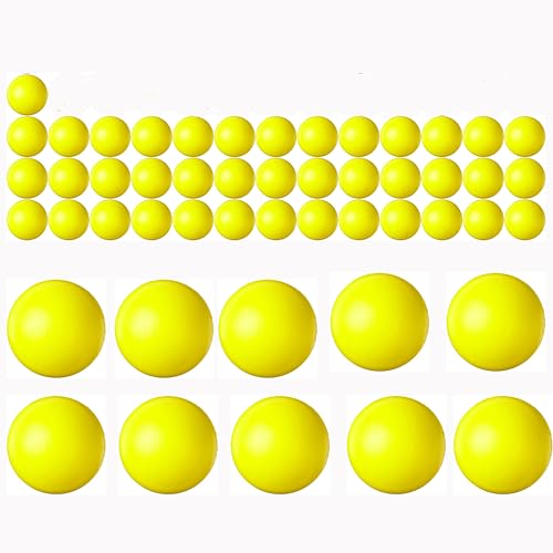 Lambid 50 X .68 Cal Paintballs Reusable for Training, .68 Caliber Solid Nylon Paintball Ammo Kinetic Round Projectiles Compatible with Byrna SD/EP/LE for Self Defense and Target Practice (Yellow)