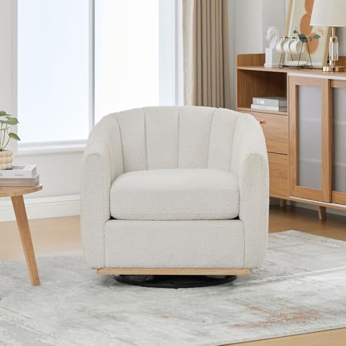 Sillón Giratorio Chenille Blanco Cómodo