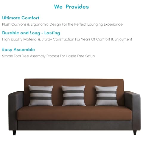 Image of Casaliving Amara 3 Seater Sofa Set for Living Room (Black Brown Colour Fabric) Premium Fabric Sofa