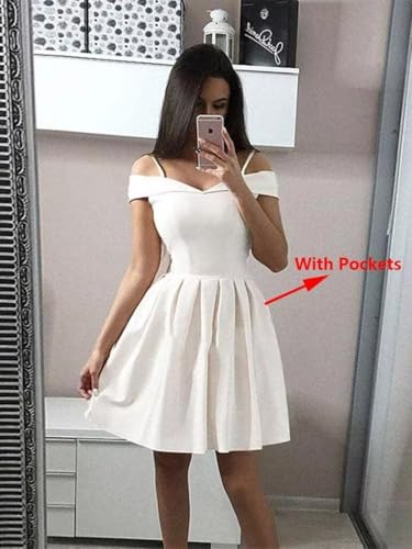 A-line Ruched Satin Homecoming Dress for Women, Short Sweetheart Off The Shoulder Cocktail Dresses Prom Dresses2