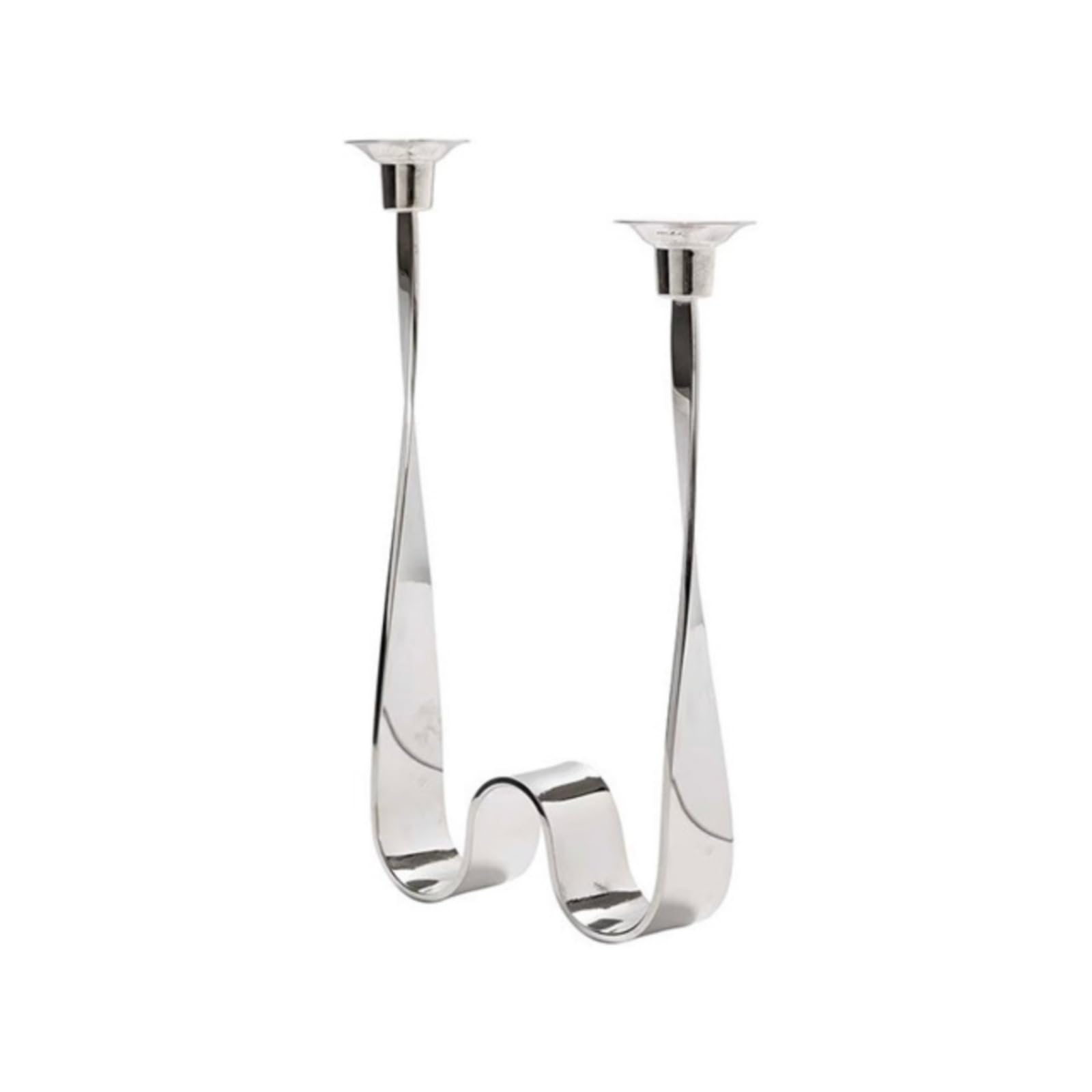 Candelabro Moderno con Base Ondulata Minimalista Candelabro da Tavolo Lucido Portacandele in Metallo per Ristorante, Altezza 30 Cm, Candeliere A Doppia Testa In Stile Artistico