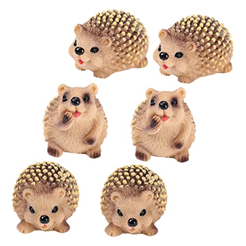 TOYANDONA Figurines Hérisson Miniatures 6 Pièces Décor Jardin Ornements Animaliers Léger pour Pelouse Terrasse Bonsaï Maison