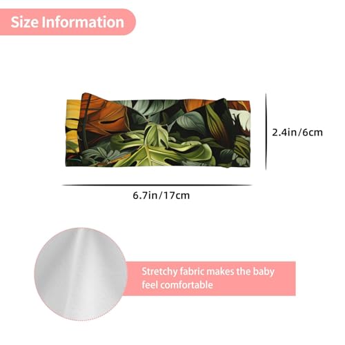 Tropical Rainforest Palm Leaves Prints Baby Bow Headband - Super Stretchy Soft Bows Hair Accessories for Newborn Infant Toddlers Kids Girls - Elastic and Skin-Friendly3