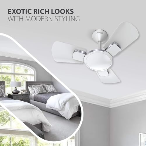 Image of Havells Enticer ES 600mm Decorative, Dust Resistant, High Speed Ceiling Fan (Pearl White Chrome)