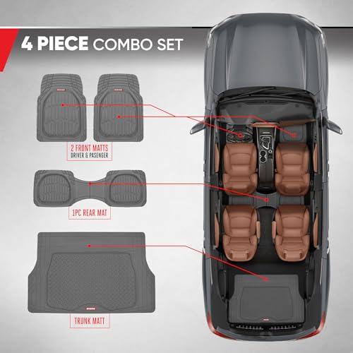 Motor Trend Set Di 4 Tappetini Grigi Per Auto, In Gomma, Con Rivestimento In Tartaruga, Per Auto, Suv, Camion - 3