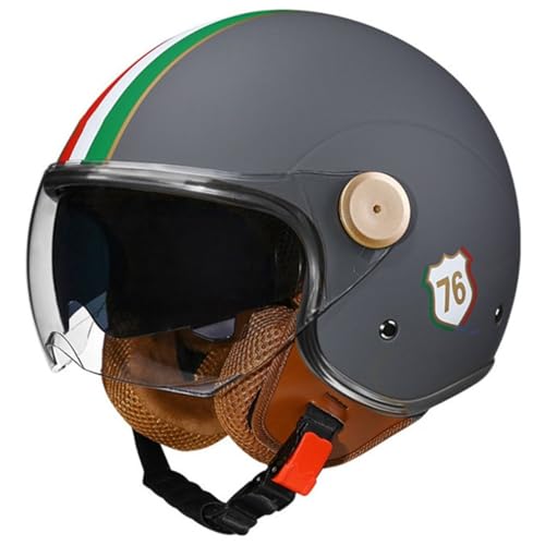 Casque Ouvert CNNGU Demi-Casque 3/4, Motocyclette, DOT/ECE, Noir, Rétro Vintage