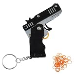 Rumyve 2 Set Mini Metal Burst Collapsible Rubber Band Gun Toy,Portable Rubber Belt Gun,with 120 Pcs Soft Elastic Rubber Bands for Teens Adults Shooting Outdoor