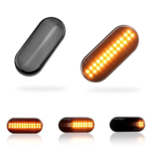 MKptopia Led Dynamique Marqueur Côté Lumière Clignotant Compatible avec VW Bo-ra Golf 3 4 Pa-ssat 3BG Po-lo 6N SB6 SE-AT Ib-iza Le-on Sk-oda Fo-rd (Noir (version mise à jour))