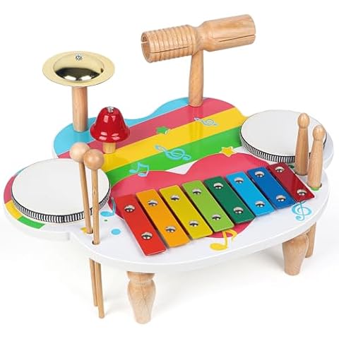 AKLOT Hand Held Drum Percussion Musical Educational Instrument for Adults Party Kids Dance & Song Accompaniment (Kid Drum Set, 14 *11 inch) Cover