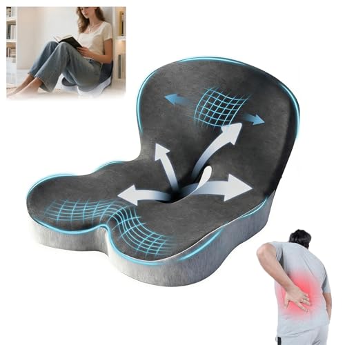 Consejos para Comprar Cojines para espalderas y sillas del mes. 41 2 En 1 Cojín Para Silla,Asiento Para Silla De Oficina Con Espuma Viscoelástica,Ojin Para Coxis Y Ciatica Lumbar,Alivio La Ciática,Desmontable Y Lavable,Adecuado Para...