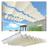 Retractable Wave Awning Cover,UV and Sun Protection Rainproof Shade Cover with Mounting Kit,for Outdoor Patio Porch Garage Deck Backyard Awning,Customizable,White(W3*L5m/W9.84*L16.41ft)