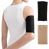HABVPU 2 Paia Maniche per Braccia a Compressione, Fascia Braccio Rassodante e Modellante in Nylon, Manicotti Elastici per Sport, Fitness, Corsa e Uso Quotidiano, Taglia Unica, Nero e Carne
