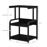 Home Printer Stand with Adjustable Storage Shelf with 3 Tier Wood Storage Shelves Storage Rack Large Printer Table Multi Purpose Desk Organizer for Fax Machine Scanner Anti Skid Feet black