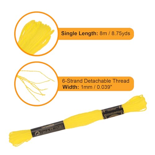 Image of HARFINGTON 3pcs 12 Skeins Embroidery Floss 8.75yds(8m) Egyptian Long-Staple Cotton Cross Stitch Thread for Sewing DIY Bracelet Yarn String and Crafts, Golden Yellow(6307)