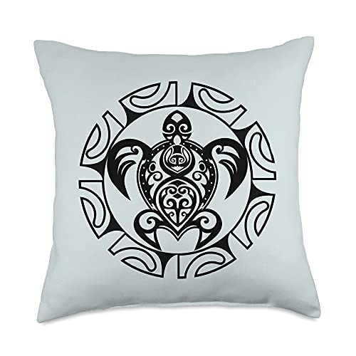 Maori Rugby Tattoo Design Idea Maori Culture Turtle Symbol Haka Dance New Zealand Style Throw Pillow, 18X18, Multicolor #TOP5