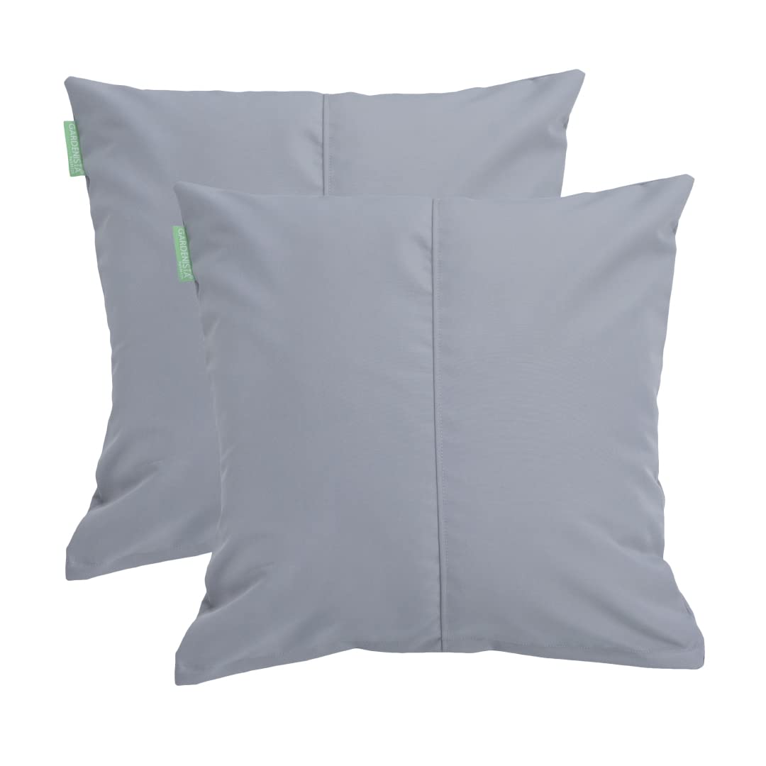 Gardenista Grey Large Garden Scatter Cushion | Water Resistant Hollowfibre Filled Outdoor Seating Furniture Pillow | Great For Patio Rattan Chairs | Comfy & Lightweight (2, )