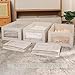 Imagen de Niviy Caja Organizadora Ropa Plegables 2 Piezas Organizadores de Cajones de Lino y Algodón para Ropa Libros y Cosméticos Ideal para Armarios y Hogar Beige 41x28x17CM