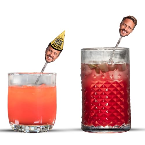 Bleu Reign Custom Face Swizzle Sticks – Personalized Drink Stirrers Party Decor Cutouts for Cocktails, Birthdays, Weddings, Graduations, Bachelorette Parties & More