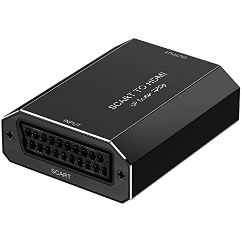 SCART to HDMI Converter, Aluminum SCART to 1080P/720P HDMI Audio Video Adapter with Gold-plated HDMI port for HDTV Monitor Projector VHS STB PS3 Wii Sky Box DVD VCR (+80cm Micro USB Cable) Cover
