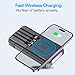 DJKK Solar Power Bank Wireless Charger 33800mAh Built in 4 Cables and LED Camping Lights 22.5W Fast Charging Power Bank 7 Outputs 4 Inputs Portable Charger Compatible with All Mobile Devices (Black)