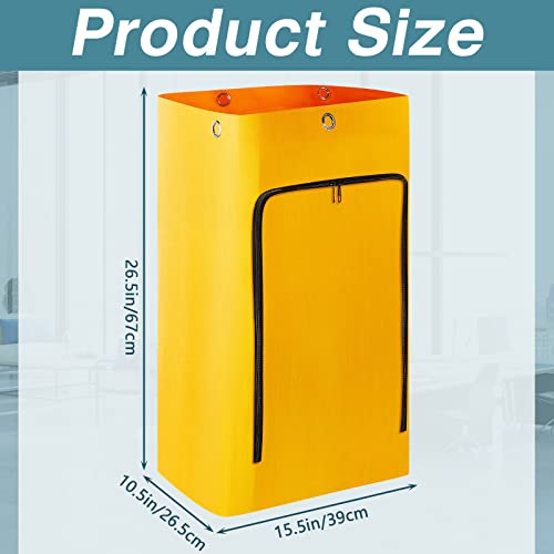 Cleaning Cart Bag Zippered Front Replacement Janitorial Cart Bag 24 Gallon Large Capacity Commercial Cleaning Bags for Cart Housekeeping Carts, Yellow(1 Pack,26.5 x 15.5 x 10.5 Inch)