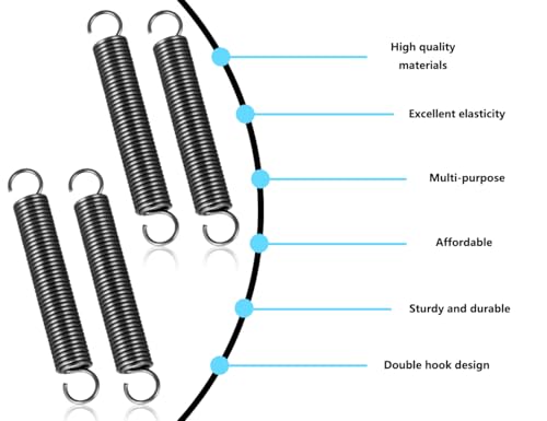 Lhbwhiz 4 Stück Zugfedern,Edelstahl Kleine Spannfedern mit Haken,Doppelhaken federstahldraht,70 mm freie Länge,Außendurchmesser 10 mm,Drahtdurchmesser 1.2 mm,Geeignet für die meisten Szenarien