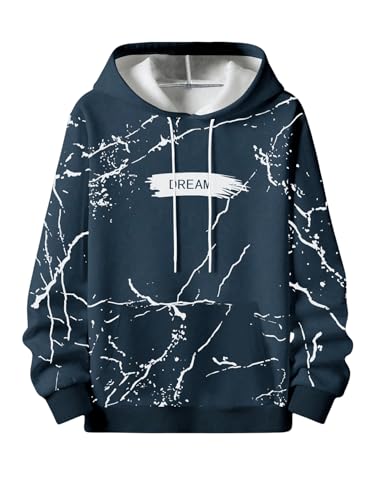 SHENHE Men's Letter Graphic Drawstring Hoodie Drop Shoulder Loose Pullover Sweatshirt with Pocket