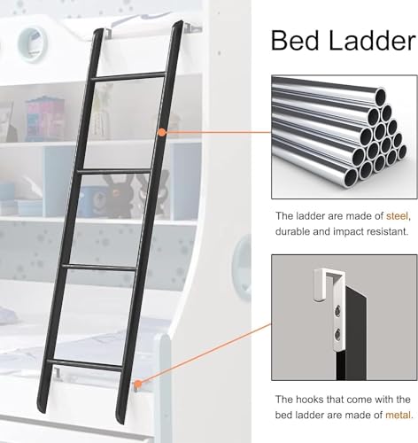 Échelle de lit superposé en métal robuste de 150 cm avec marches antidérapantes - 4