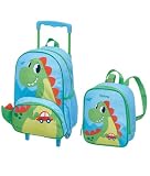 Kit Mochila Rodinhas Lancheira Térmica Costas Pack Me Mini Dino Play Pacific