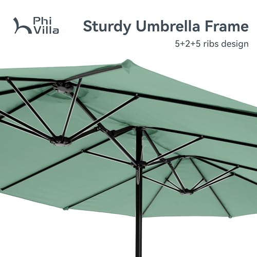 Sombrilla de jardín de gran tamaño impermeable PHI VILLA con base para una protección solar total 4