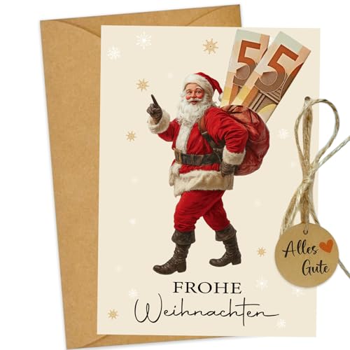 JOYEASE 6er Geldgeschenk Weihnachten, A6 Weihnachtskarte Geldgeschenk Verpackung mit Umschlägen, Lustige Geldkarte Weihnachten für Geld & Gutschein
