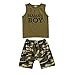 Completo Bambina/Bambino Estivo Maglietta con Lettere Stampate‘Mama 's Girl/Boy 'a Manica Girocollo+Pantaloni Corti Completo per Camuffare Mimetico (Verde Boy, 5-6 Anni)