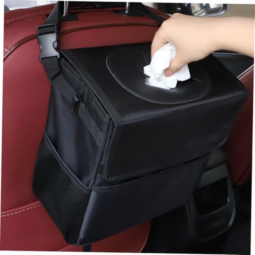 Poubelle de voiture pliable noire étanche avec crochet de fixation