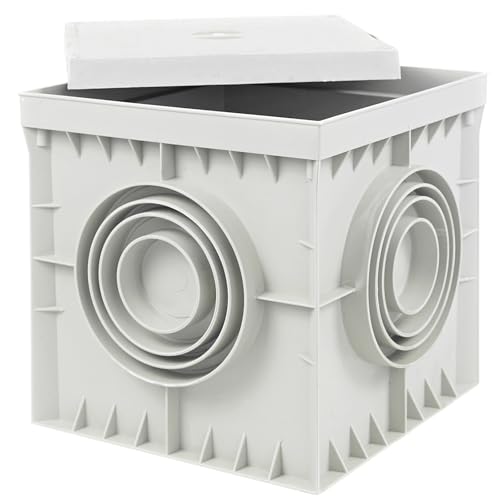 ADELID Revisionsschacht 400x400x400mm mit Deckel | Kontrollschacht IP54 schlagfest IK10 | Blitzschutz Anschlusskontrolle Messung | Einlaufschacht Kanalschacht Hofablauf Grau