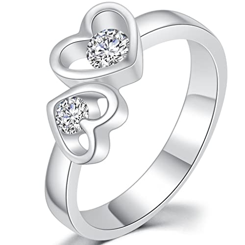 Stainless Steel Size 3-13 Linked Hearts Infinity Wedding Promise Statement Anniversary Proposal Ring