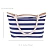 FAVORTALK Tote Bag Large Shoulder Canvas Bags with Cotton Handbag Stripe Blue Large Beach Bags - B25804 #3