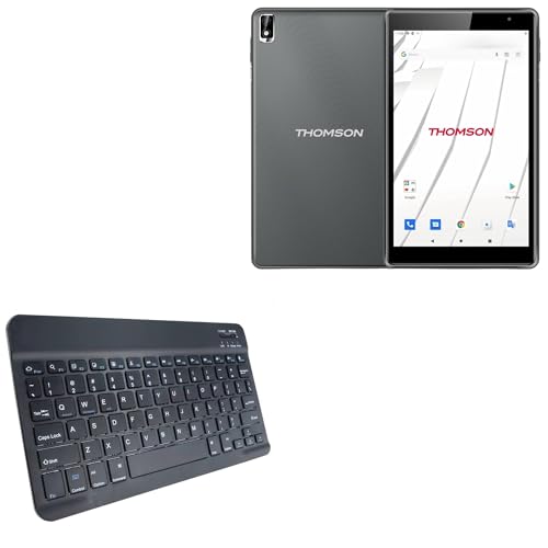 BoxWave Keyboard Compatible with Thomson 4G Tablet (8 in) - SlimKeys Bluetooth Keyboard, Portable Thin with Chiclet-Style Keys - Jet Black