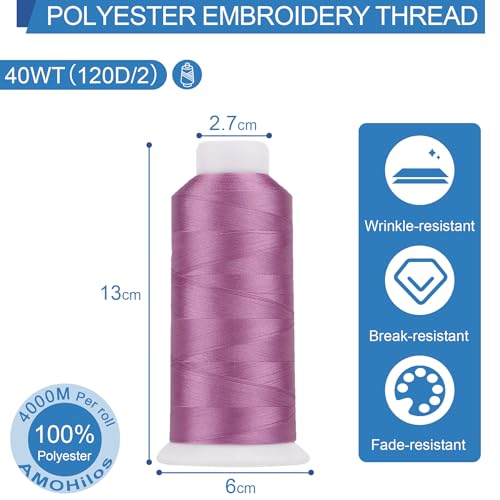 Image of High Tenacity Polyester Embroidery Machine Thread 40WT(120D /2) 4000M Per Spool for Commercial and Domestic Embroidery Machine (Lilac-1712)