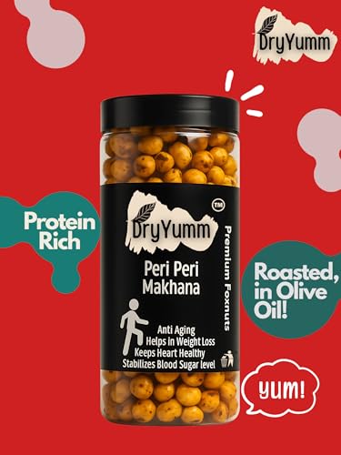 Image of DryYumm Makhana (Pack of 3) - Peri Peri, Cheesy Chakhna & Pudina Punch Flavors - 210g - Healthy Snack, Low-Calorie, Roasted Fox Nuts, Perfect for Guilt-Free Munching (70)