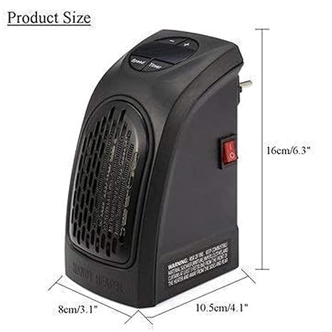 Compact Plug-in Electric 400 Watts Handy Room Heater, The Wall Outlet Space Heater, Air Warmer Blower Adjustable Timer Digital Display for Office/Camper