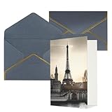 AQRJKHD Travel Paris - Tarjeta de agradecimiento con sobres, tarjetas de felicitación de feliz cumpleaños para mujeres y hombres, tarjetas en blanco para todas las ocasiones, tarjetas de felicitación