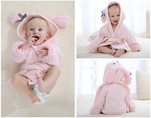 Miniatura 6 de SZCQ Bata de baño para niña con capucha para perro, color rosa, toalla de baño de toalla de algodón ultra absorbente, Rosa (Pink Dog)