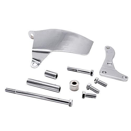 Suporte alternador cromado KKmoon SBC com substituição para Chevy 305 350 bomba de água longa