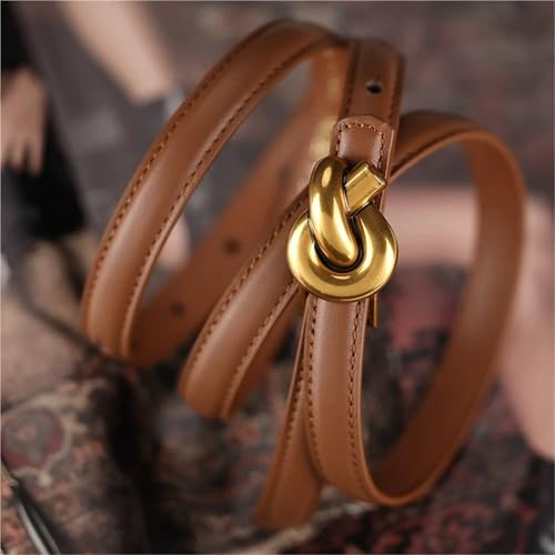 Premium Genuine Leather Women's Belt with Metal Knot Buckle Perfect for Dresses and Jeans4